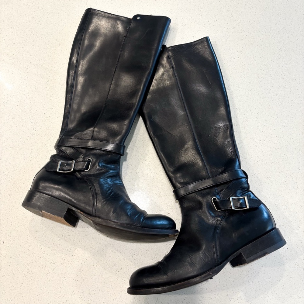 Frye Tall Black Leather Riding Boots